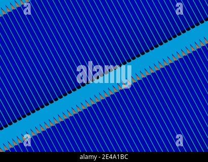 Muster aus dunkelblauen Bleistiften auf blauem Hintergrund Stockfoto