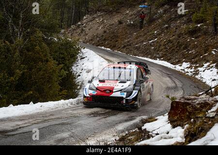 69 Kalle ROVANPERÃ (FIN), Jonne HALTTUNEN (FIN), TOYOTA GAZOO RACING WRT, TOYOTA Yaris WRC, Aktion während der WRC World Rally Car Championship 2021, Rallye Monte Carlo am 20. Bis 24. Januar 2021 in Monaco - Foto GrÃ©Gory Lenormand / DPPI / LM Stockfoto