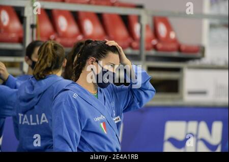 Triest, Italien. Januar 2021. Triest, Italien, Federal Center B. Bianchi, 22. Januar 2021, Italien während der Frauen Wasserball Olympic Game Qualification Tournament 2021 - Italien gegen Israel - Olympische Spiele Credit: Marco Todaro/LPS/ZUMA Wire/Alamy Live News Stockfoto