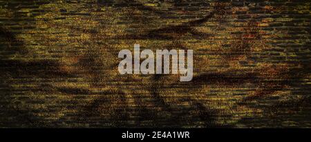 Verwitterter, verfleckter alter Backsteinwand. Hintergrund der Ziegelwand Textur Stockfoto