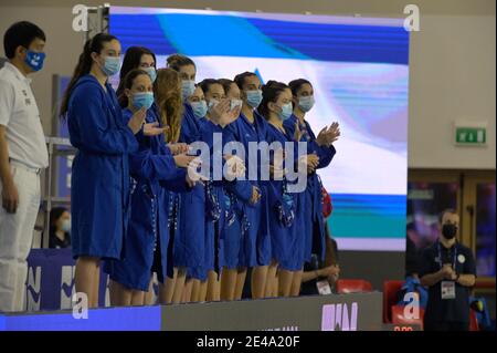 Triest, Italien. Januar 2021. Triest, Italien, Federal Center B. Bianchi, 22. Januar 2021, Italien während der Frauen Wasserball Olympic Game Qualification Tournament 2021 - Italien gegen Israel - Olympische Spiele Credit: Marco Todaro/LPS/ZUMA Wire/Alamy Live News Stockfoto