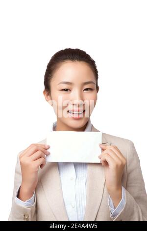 Business Frau mit Whiteboard hochwertige Foto Stockfoto