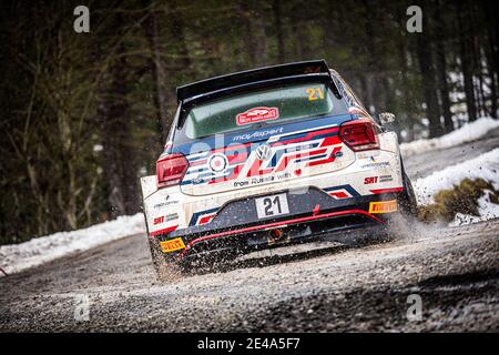 21 Nikolay GRYAZIN (RUS), Konstantin ALEXANDROV (RUS), RUS MOVISPORT WOLKSVAGEN Polo GTI, RC2 Rally2 , Aktion während der Rallye-Weltmeisterschaft 2021, Rallye Monte Carlo am 20. Bis 24. Januar 2021 in Monaco - Foto Bastien Roux / DPPI / LiveMedia Stockfoto