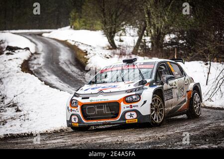 55 Yoann BONATO (FRA), Benjamin BOULLOUD (FRA), CITROEN C3, RC2 Rally2, Aktion während der WRC World Rally Car Championship 2021, Rallye Monte Carlo am 20. Bis 24. Januar 2021 in Monaco - Foto Bastien Roux / DPPI / LiveMedia Stockfoto