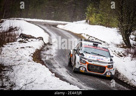 55 Yoann BONATO (FRA), Benjamin BOULLOUD (FRA), CITROEN C3, RC2 Rally2, Aktion während der WRC World Rally Car Championship 2021, Rallye Monte Carlo am 20. Bis 24. Januar 2021 in Monaco - Foto Bastien Roux / DPPI / LiveMedia Stockfoto