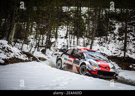 01 Sebastien OGIER (FRA), Julien INGRASSIA (FRA), TOYOTA GAZOO RACING WRT, TOYOTA Yaris WRC, Aktion während der WRC World Rally Car Championship 2021, Rallye Monte Carlo am 20. Bis 24. Januar 2021 in Monaco - Foto Bastien Roux / DPPI / LM Stockfoto