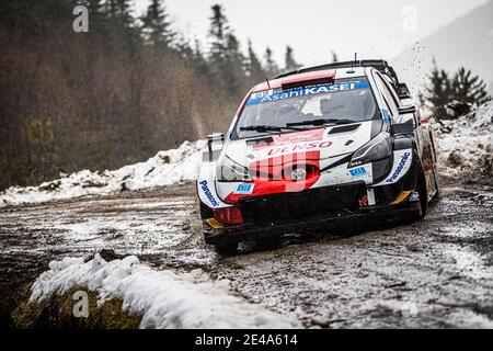 69 Kalle ROVANPERÄ (FIN), Jonne HALTTUNEN (FIN), TOYOTA GAZOO RACING WRT, TOYOTA Yaris WRC, Aktion während der WRC World Rally Car Championship 2021, Rallye Monte Carlo am 20. Bis 24. Januar 2021 in Monaco - Foto Bastien Roux / DPPI / LM Stockfoto