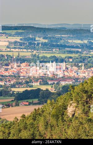 Zittau, Blick nach Zittau vom Hügel Oybin, Oberlausitz, Oberlausitz, Sachsen / Sachsen, Deutschland Stockfoto