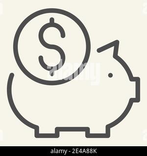 Symbol für Sparschwein-Linie. Sparvektordarstellung isoliert auf Weiß. Design im Finance Outline-Stil, entwickelt für Web und App. Eps 10. Stock Vektor