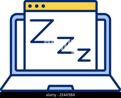 RGB-Farbsymbol für Verschlüsselung im Ruhezustand. Computer im Ruhemodus. Verhinderung von Hacker-Angriffen mit Cyber-Sicherheitsmaßnahme. Verwaltung des Laptop-Betriebs. Bildschirm o Stock Vektor