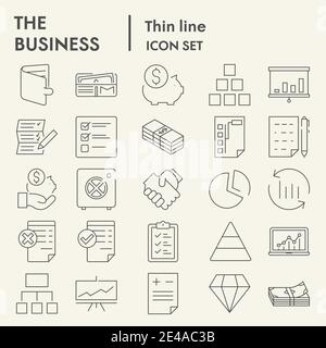 Business dünne Linie Icon-Set, Management-Symbole Sammlung, Vektor-Skizzen, Logo-Illustrationen, Büro Zeichen lineare Piktogramme Paket isoliert auf Stock Vektor