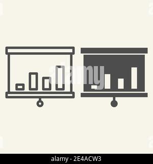 Plakatwand-Zeile und Glyphe-Symbol. Vektordarstellung der Plattenpräsentation isoliert auf Weiß. Diagramm skizzieren Stil Design, für Web-und Stock Vektor