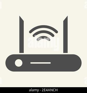 Symbol für den Router. Wi-Fi-Vektor-Illustration isoliert auf weiß. Design im Glyphen-Stil für Wireless-Netzwerke, entwickelt für Web und App. Eps 10. Stock Vektor