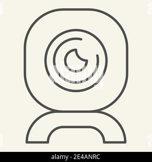 Symbol für dünne Linien der Webcam. Video Chat Camcorder Vektor-Illustration isoliert auf weiß. Computer Kamera Umriss Stil Design, für Web und App entwickelt. Eps Stock Vektor