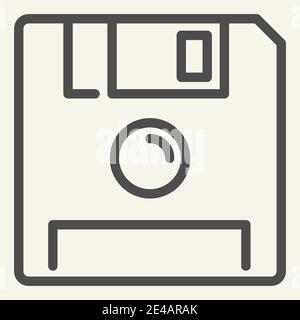 Symbol für Zeile speichern. Diskette Vektorgrafik isoliert auf weiß. Floppy Disc Outline Design, entwickelt für Web und App. Eps 10. Stock Vektor