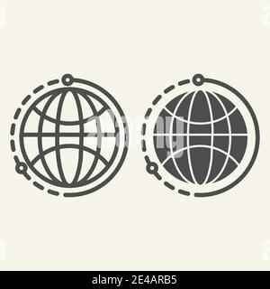 World Line und Glyph-Symbol. Vektordarstellung des Planeten isoliert auf Weiß. Earth Outline Style Design, entwickelt für Web und App. Eps 10. Stock Vektor