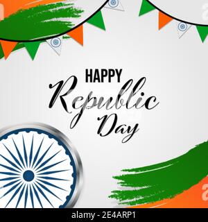 Vektor-Illustration von Happy Republic Day Hintergrund. Design für Ihr Poster, Banner, Flyer, Grußkarte, etc. Stock Vektor
