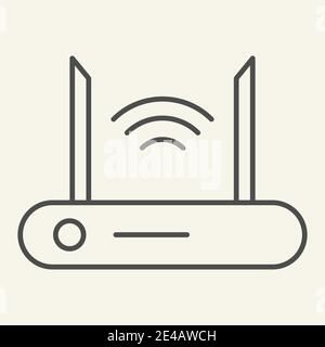 Symbol für dünne Linien des Routers. Wi-Fi-Vektor-Illustration isoliert auf weiß. Design im Wireless-Netzwerk-Design, entwickelt für Web und App. Eps 10. Stock Vektor