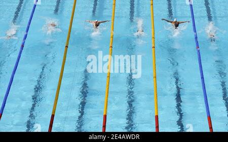 Atmosphäre in der 200m Schmetterlingsserie der Männer während der 13. 'FINA' Weltmeisterschaft im Schwimmen, in Rom, Italien, am 28. Juli 2009. Foto von Christophe Guibbaud/Cameleon/ABACAPRESS.COM Stockfoto