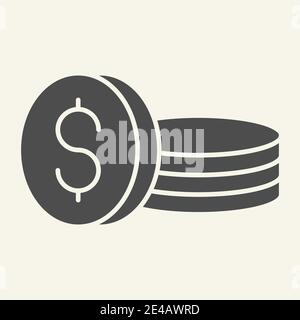 Münzen fest Symbol. Dollar Vektorgrafik isoliert auf weiß. Cents Glyph Stil Design, für Web und App entwickelt. Eps 10. Stock Vektor