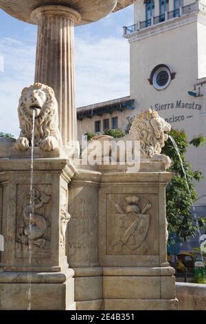 Löwenbrunnen, Basilica Menor De San Francisco, Alt-Havanna, Havanna, Kuba Stockfoto