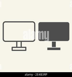 Bildschirmzeile und Glyphensymbol. PC-Vektorgrafik isoliert auf Weiß. Display Outline Style Design, entwickelt für Web und App. Eps 10. Stock Vektor
