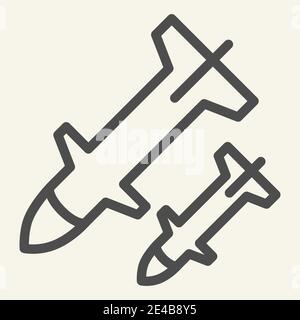 Symbol für Raketenstartlinie. Waffe Vektor-Illustration isoliert auf weiß. Rakete skizzieren Stil Design, für Web und App entwickelt. Eps 10. Stock Vektor