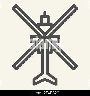 Symbol für die obere Ansicht des Hubschraubers. Luftfahrt Vektor-Illustration isoliert auf weiß. Chopper Outline Design, für Web und App entwickelt. Eps 10. Stock Vektor