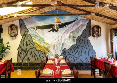 Restaurant Urinsaya in Chivay, einer kleinen Stadt in den peruanischen Anden Wo die meisten Menschen die Nacht verbringen, bevor sie zu sehen Das Kreuz des Kondors Stockfoto