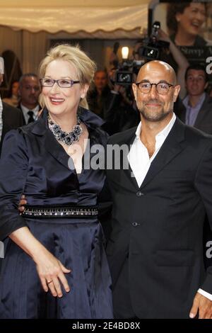 Meryl Streep und Stanley Tucci posieren im Centre International Deauville vor der Vorführung des Films "Julie und Julia" während des 35. Amerikanischen Filmfestivals in Deauville, Normandie, Frankreich, am 5. September 2009. Foto von Denis Guignebourg/ABACAPRESS.COM Stockfoto