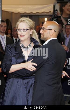 Meryl Streep und Stanley Tucci posieren im Centre International Deauville vor der Vorführung des Films "Julie und Julia" während des 35. Amerikanischen Filmfestivals in Deauville, Normandie, Frankreich, am 5. September 2009. Foto von Denis Guignebourg/ABACAPRESS.COM Stockfoto