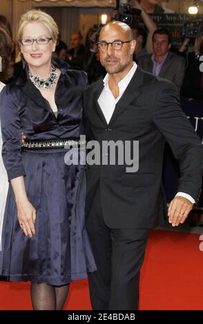 Meryl Streep und Stanley Tucci posieren im Centre International Deauville vor der Vorführung des Films "Julie und Julia" während des 35. Amerikanischen Filmfestivals in Deauville, Normandie, Frankreich, am 5. September 2009. Foto von Denis Guignebourg/ABACAPRESS.COM Stockfoto