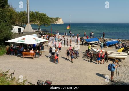 Fischerdorf Vitt mit Blick auf Kap Arkona, Vitt, Putgarten Gemeinde, Wittow Halbinsel, Rügen Insel, Ostsee, Mecklenburg-Vorpommern, Deutschland Stockfoto