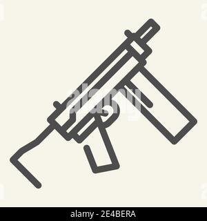 UZI-Liniensymbol. Waffe Vektor-Illustration isoliert auf weiß. Schusswaffe Umriss Stil Design, für Web und App entwickelt. Eps 10. Stock Vektor