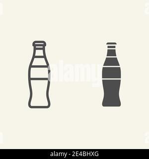 Glasflaschenlinie und Glyphensymbol. Vektorgrafik Soda in Flaschen isoliert auf Weiß. Beverage Outline Style Design, entwickelt für Web und App. Eps Stock Vektor