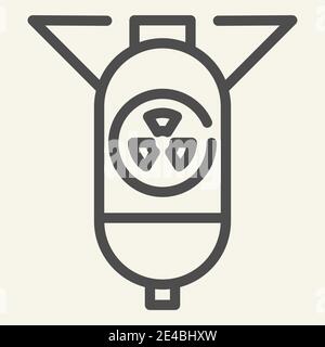 Symbol für nukleare Sprengkopflinie. Atombombe Vektor-Illustration isoliert auf weiß. Kriegsführung skizzieren Stil Design, für Web und App entwickelt. Eps 10. Stock Vektor