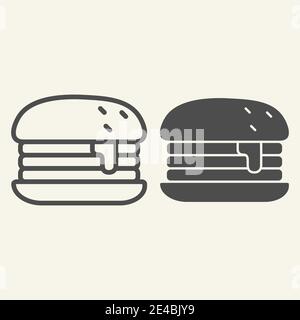 Humburger Linie und Glyphe-Symbol. Burger Vektorgrafik isoliert auf weiß. Bun Outline Design, entwickelt für Web und App. Eps 10. Stock Vektor