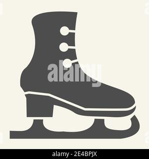 Symbol für durchgehende Schlittschuhe. Schlittschuhe im Glyphen-Stil Piktogramm auf weißem Hintergrund. Stiefel für Eiskunstlauf Schild für mobiles Konzept und Web-Design. Vektor Stock Vektor