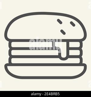 Symbol für Humburger Linie. Burger Vektorgrafik isoliert auf weiß. Bun Outline Design, entwickelt für Web und App. Eps 10. Stock Vektor