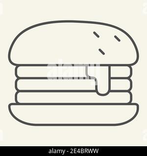 Humburger Symbol für dünne Linien. Burger Vektorgrafik isoliert auf weiß. Bun Outline Design, entwickelt für Web und App. Eps 10. Stock Vektor