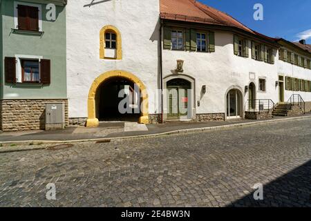 Rathaus mit Stephanskirche im historischen Zentrum von Marktsteft am Main, Kreis Kitzingen, Unterfranken, Franken, Bayern, Deutschland Stockfoto