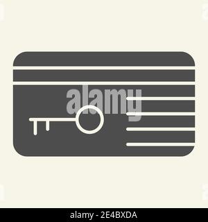 Symbol für die Schlüsselkarte. Hotel elektronische Zimmer Schlüsselkarte Symbol, Glyph Stil Piktogramm auf beigem Hintergrund. Elektronisches Plastikpassschild für mobiles Konzept Stock Vektor