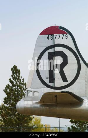 Heckflosse des B-29 Bomberflugzeugs, Rapid City, Pennington County, South Dakota, USA Stockfoto