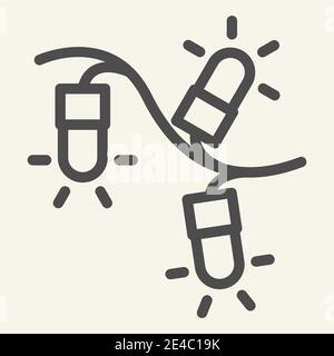 Symbol für Girlanden-Linie. Weihnachtslichter skizzieren Stil Piktogramm auf weißem Hintergrund. Glühende Glühbirne für Weihnachten und Neujahr Dekoration für mobile Stock Vektor