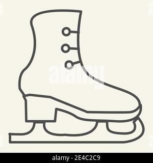 Skates Thin Line-Symbol. Schlittschuhe skizzieren Stil Piktogramm auf weißem Hintergrund. Stiefel für Eiskunstlauf Schild für mobiles Konzept und Web-Design. Vektor Stock Vektor