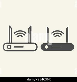 Router-Zeile und Glyph-Symbol. Wi-Fi-Vektor-Illustration isoliert auf weiß. Design im Wireless-Netzwerk-Design, entwickelt für Web und App. Eps 10. Stock Vektor