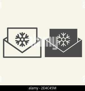 Umschlag mit Schneeflocke Linie und solide Symbol. Weihnachten und Neujahr Gruß Brief skizzieren Stil Piktogramm auf weißem Hintergrund. Brief an den Weihnachtsmann für Stock Vektor