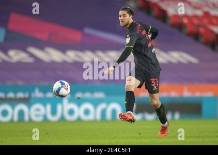 Stoke on Trent, Großbritannien. Januar 2021. Watford Verteidiger Francisco Sierralta (31) während der EFL Sky Bet Championship Spiel zwischen Stoke City und Watford im bet365 Stadion, Stoke-on-Trent, England am 22. Januar 2021. Foto von Jurek Biegus. Nur redaktionelle Verwendung, Lizenz für kommerzielle Nutzung erforderlich. Keine Verwendung bei Wetten, Spielen oder Veröffentlichungen einzelner Vereine/Vereine/Spieler. Kredit: UK Sports Pics Ltd/Alamy Live Nachrichten Stockfoto