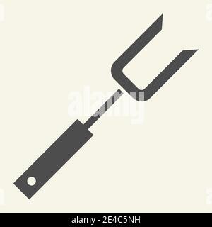 Symbol für die Grillgabel. Symbol der Barbecue-Stahlgabel, Glyphen-Piktogramm auf beigem Hintergrund. BBQ Kochutensilien Zeichen für mobile Konzept und Web Stock Vektor