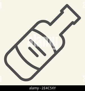 Symbol für die Weinflasche. Symbol für alkoholisches Getränk, Piktogramm im Umriss-Stil auf beigem Hintergrund. Merlot oder Cabernet Sauvignon Zeichen für mobiles Konzept und Stock Vektor